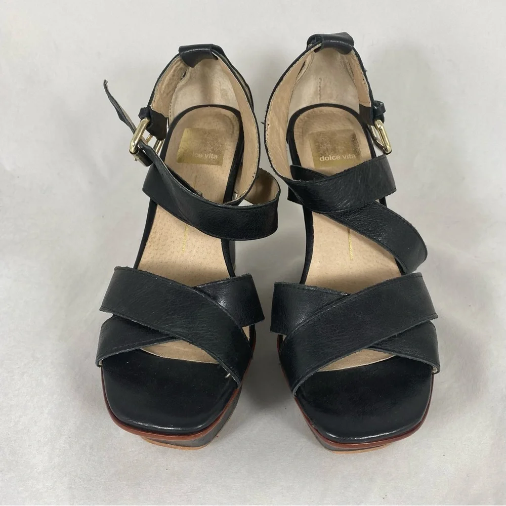Dolce Vita Orla Cutout Leather Wedge Platform Sandal